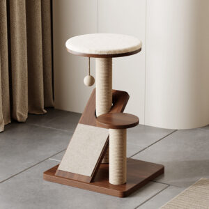 Wooden  Small Cat Tree with Condo & Scratching Posts