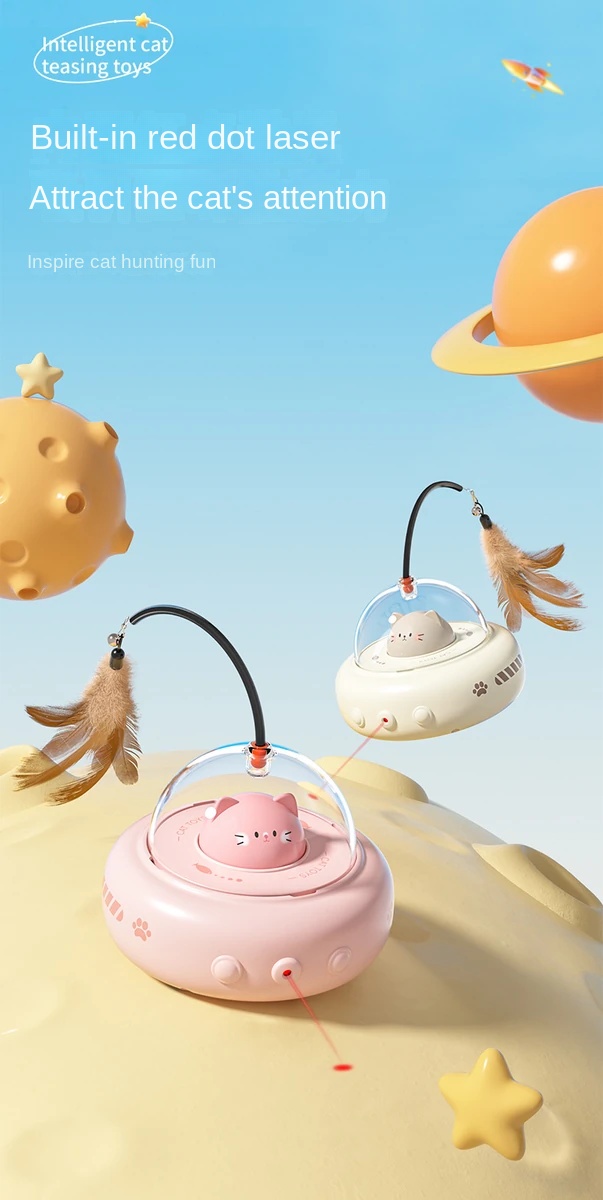 Smart Electric Cat Toy with Laser & Feather