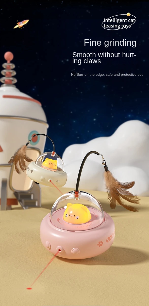 Smart Electric Cat Toy with Laser & Feather